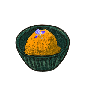 Coco Es Krim Ball - house-crafted creamy coconut ice cream rolled inside a crunchy coconut cereal coating.